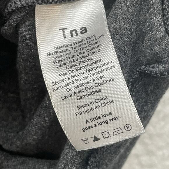 Aritzia Tna Hoodie Womens Medium Gray Crop Pullover Long Sleeve Cotton Blend - Picture 6 of 10